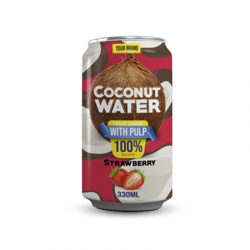 CP C033 strawberry Coconut Water With Pulp Strawberry 330ml Can