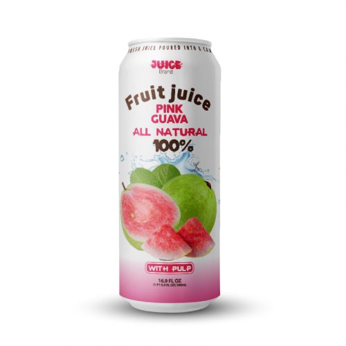 Pink Guava Juice Drink with Pulp 500ml Can Private Label
