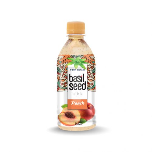 Basil Seed Drink Peach 350ml PET Bottle Private Label