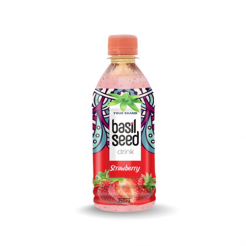 Basil Seed Drink Strawberry 350ml PET Bottle Private Label