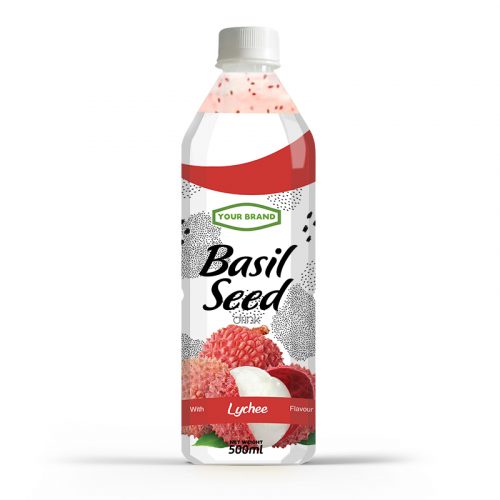 Basil Seed Drink Lychee 500ml PET Bottle Private Label