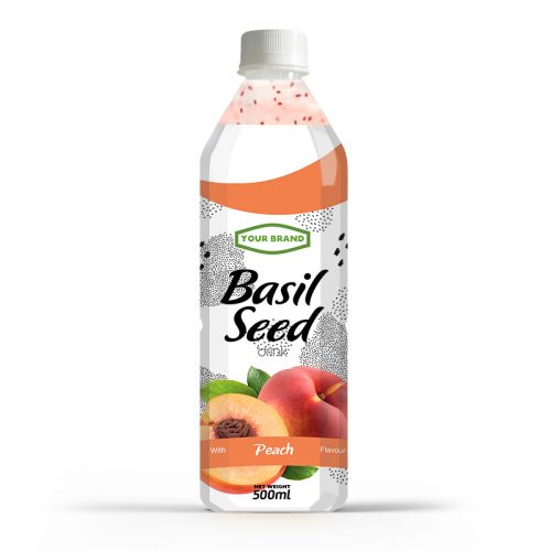 Basil Seed Drink Peach 500ml PET Bottle Private Label