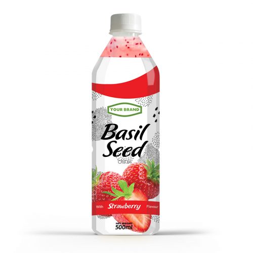 Basil Seed Drink Strawberry 500ml PET Bottle Private Label