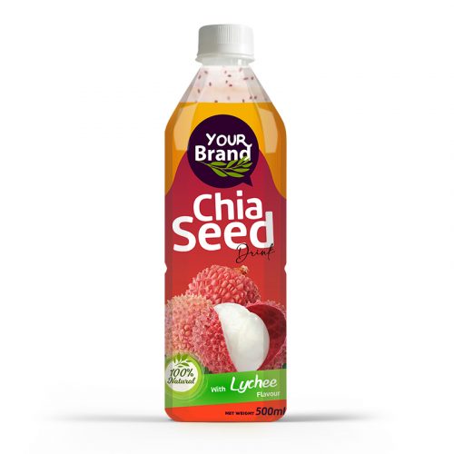 Chia Seed Drink Lychee 500ml PET Bottle Private Label