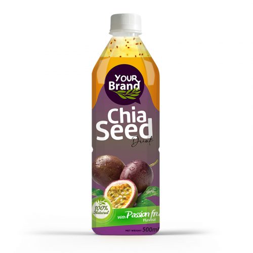 Chia Seed Drink Passion Fruit 500ml PET Bottle Private Label