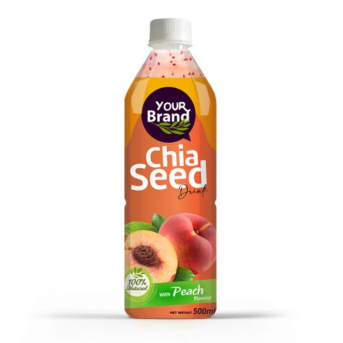 Chia Seed Drink Peach 500ml PET Bottle Private Label