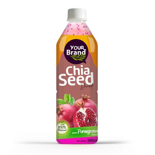 Chia Seed Drink Pomegranate 500ml PET Bottle Private Label