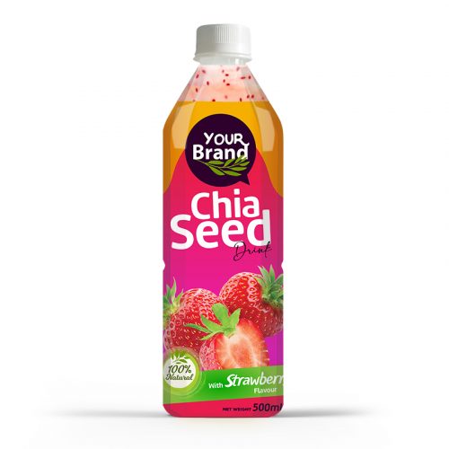 Chia Seed Drink Strawberry 500ml PET Bottle Private Label
