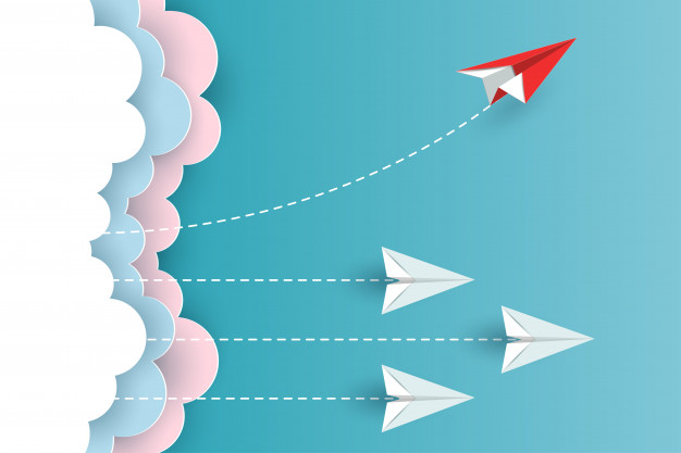 Keep changing illustration with paper airplane