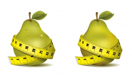 pear fruit illustration with tape measure