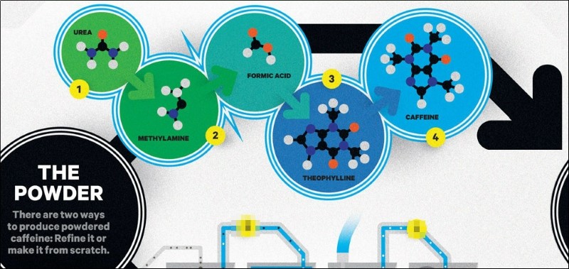 Synthetic caffeine starts with ammonia