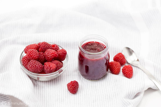 Raspberry puree is often served with delicious sandwiches