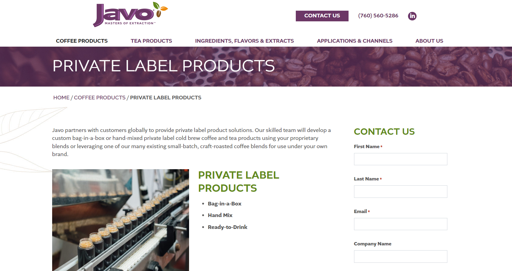 Javo Beverage - Priavte label ready-to-drink coffee