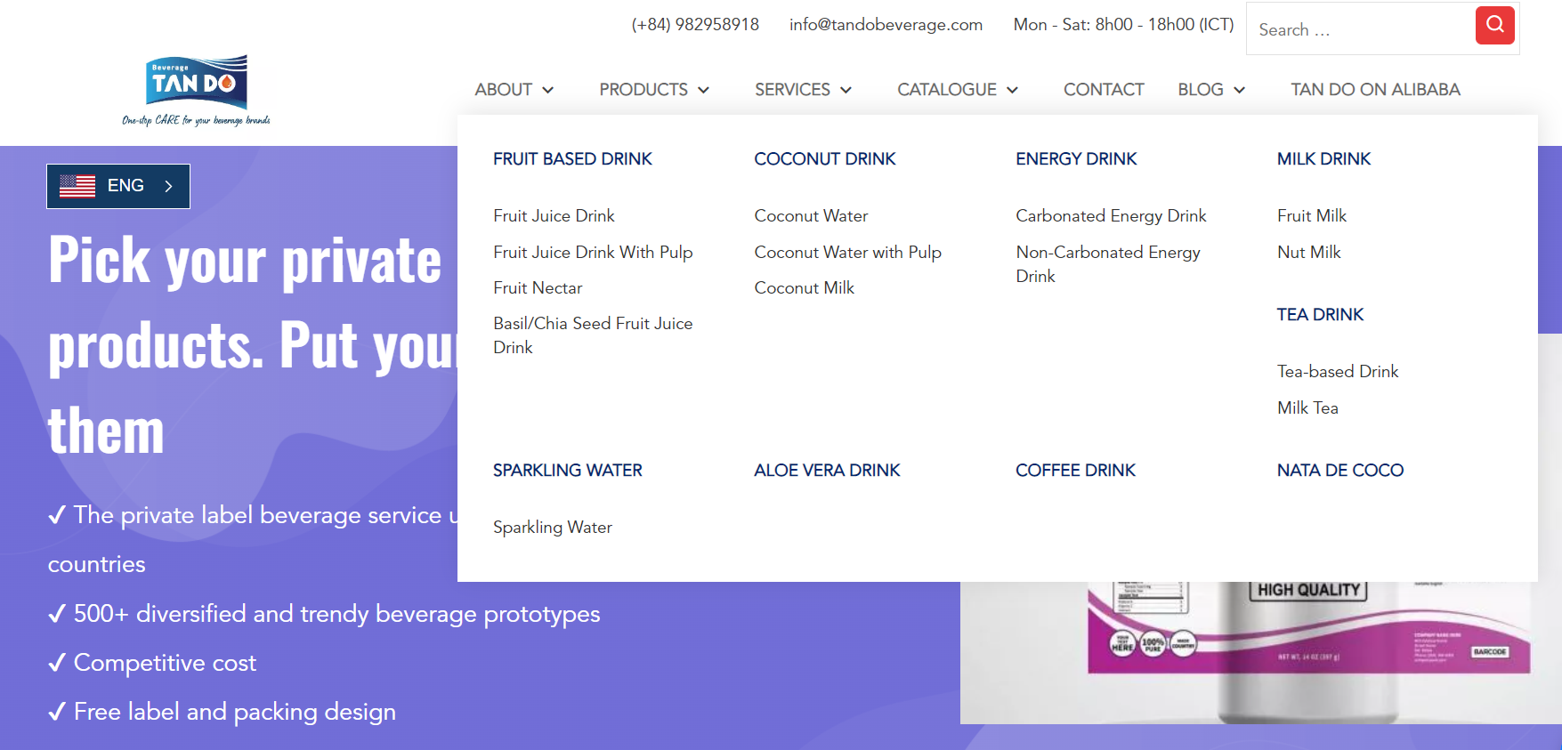 Tan Do Beverage - Private Label Product Portfolio