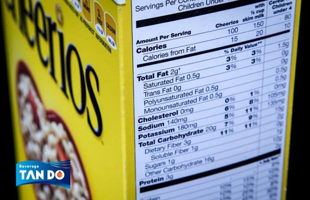 nutrition fact label beverage