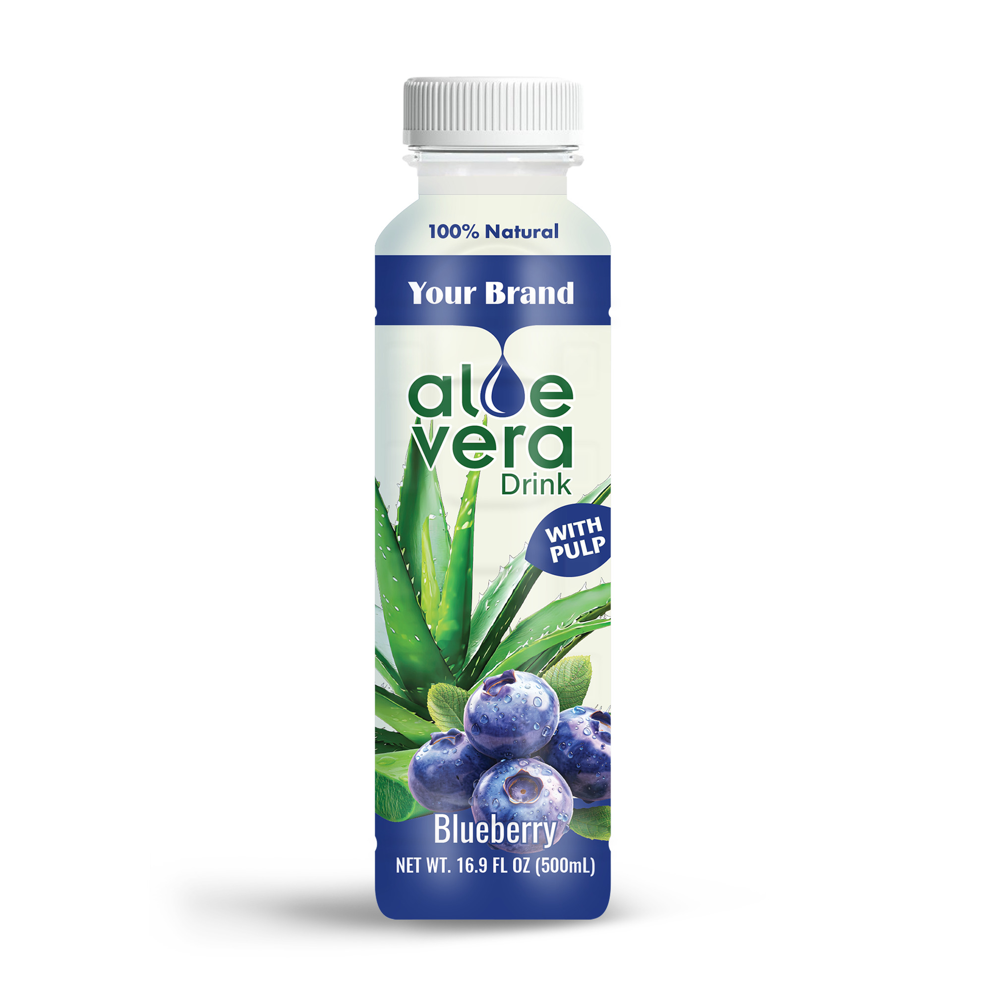Aloe Vera Drink Blueberry 500ml PET Bottle 38 Private Label