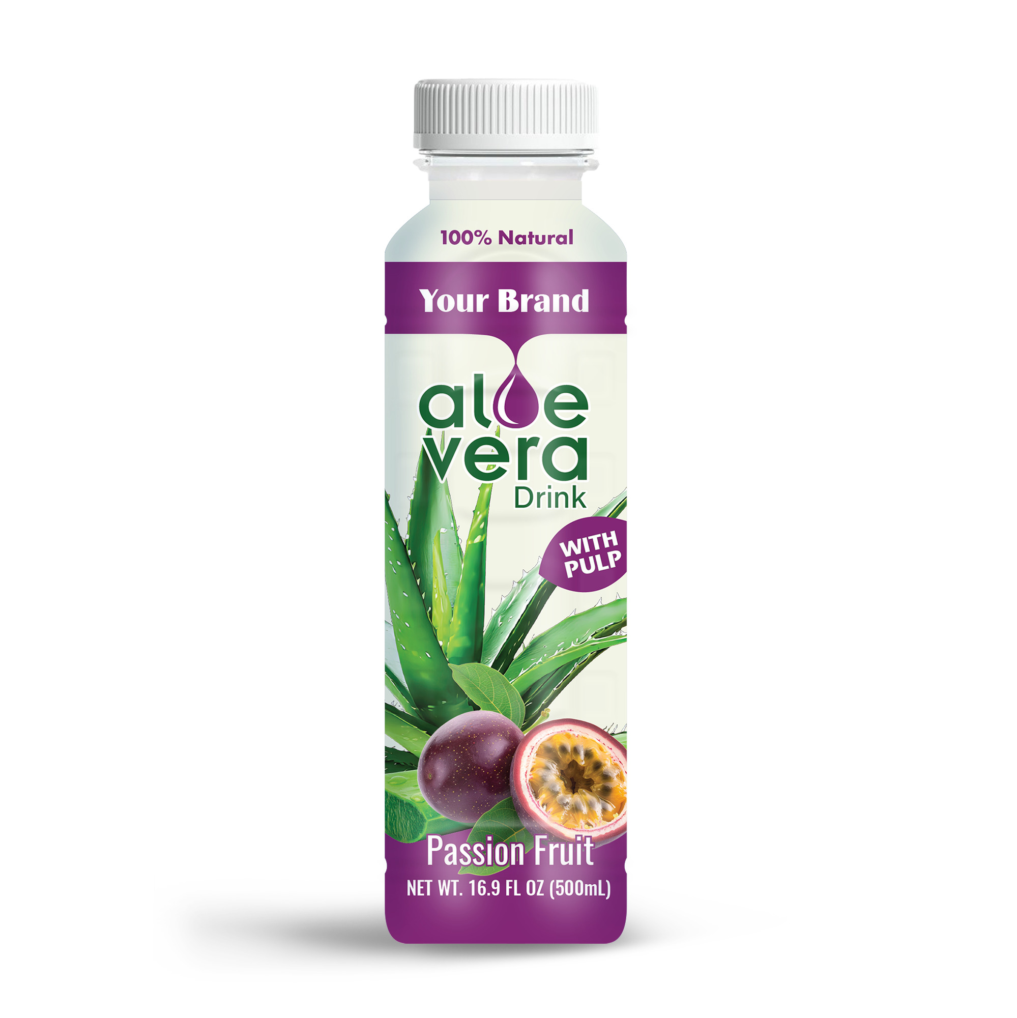 Aloe Vera Drink Passion Fruit 500ml PET Bottle 38 Private Label