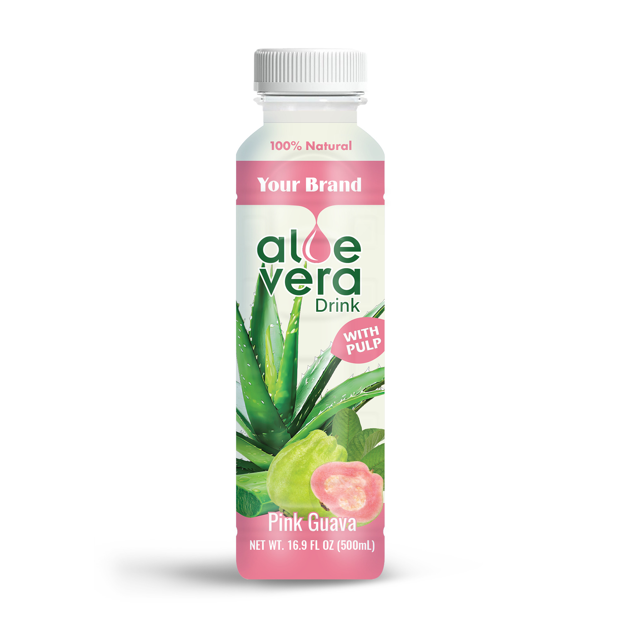 Aloe Vera Drink Pink Guava 500ml PET Bottle 38 Private Label