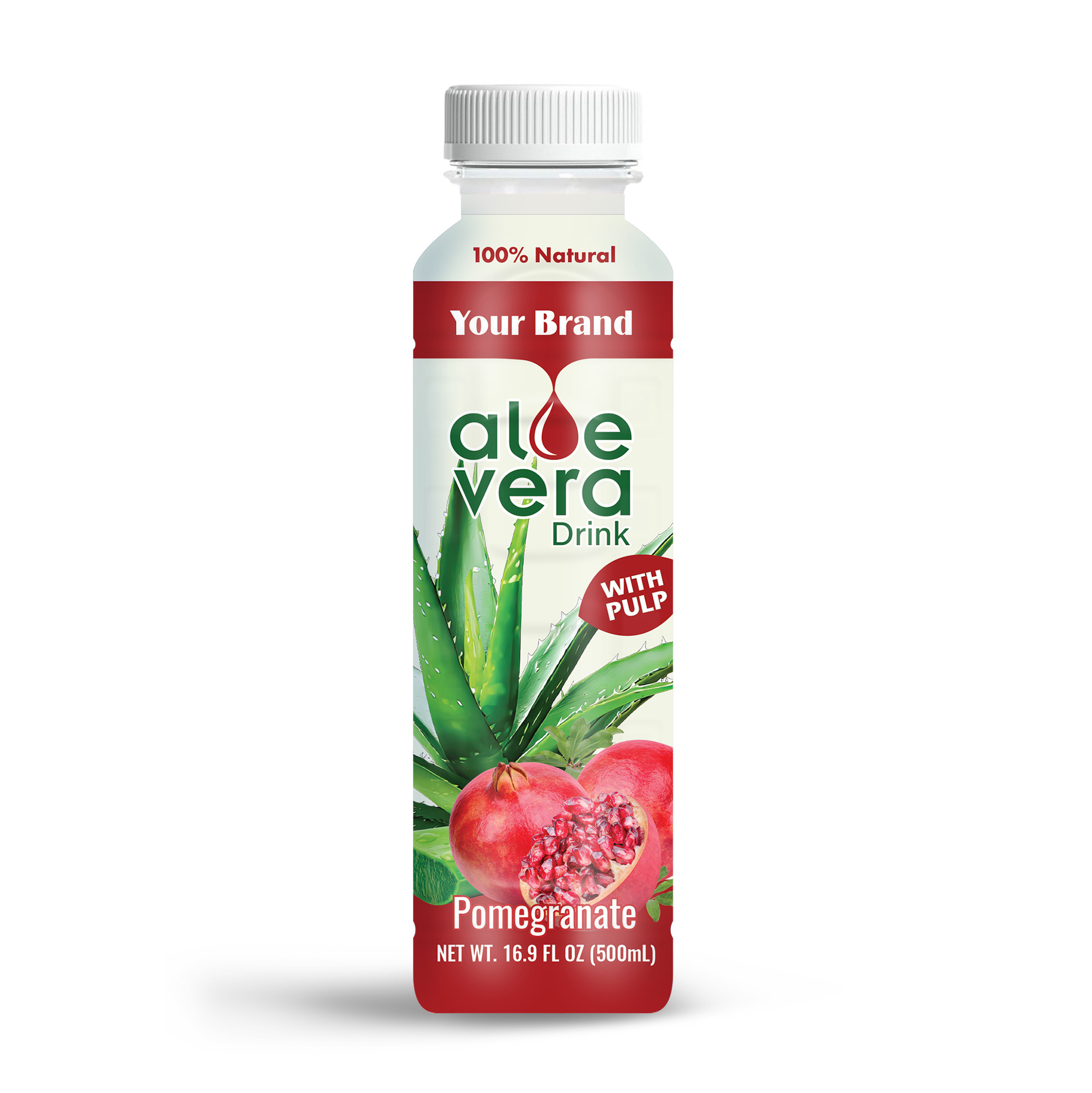 Aloe Vera Drink Pomegranate 500ml PET Bottle 38 Private Label