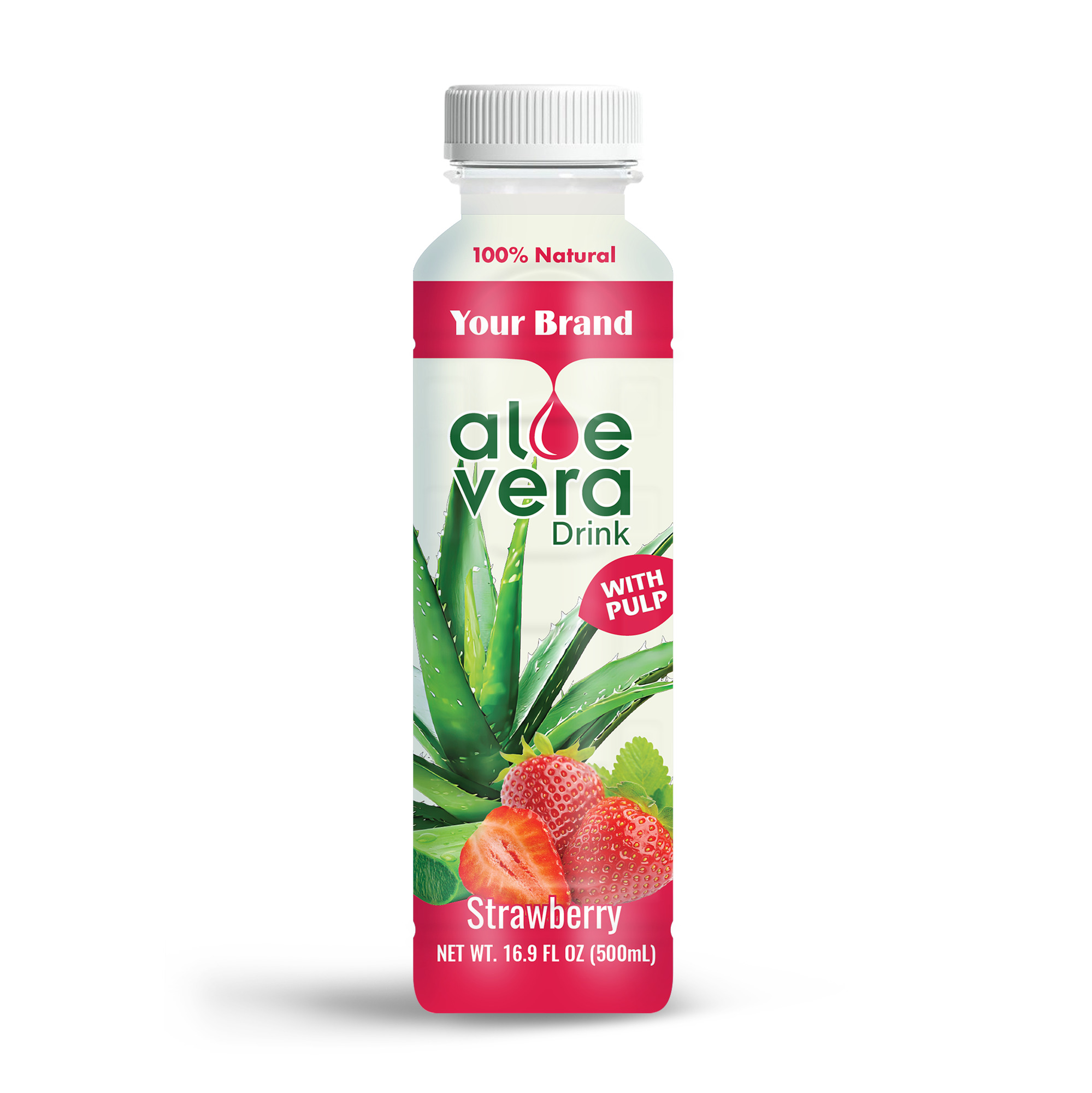 Aloe Vera Drink Strawberry 500ml PET Bottle 38 Private Label