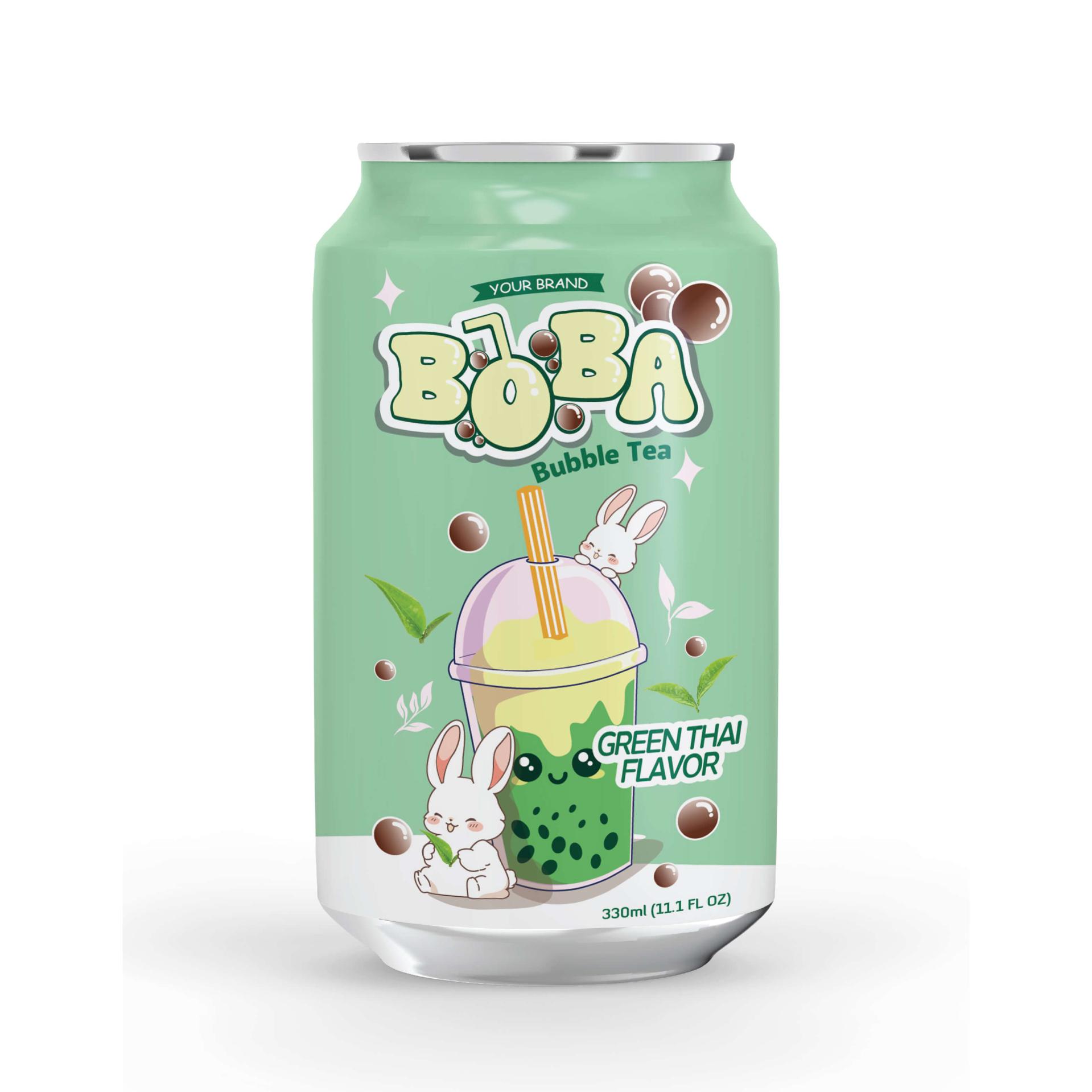 Bubble Milk Tea Drink 330ml Can Private Label Green Thai Tea Flavor