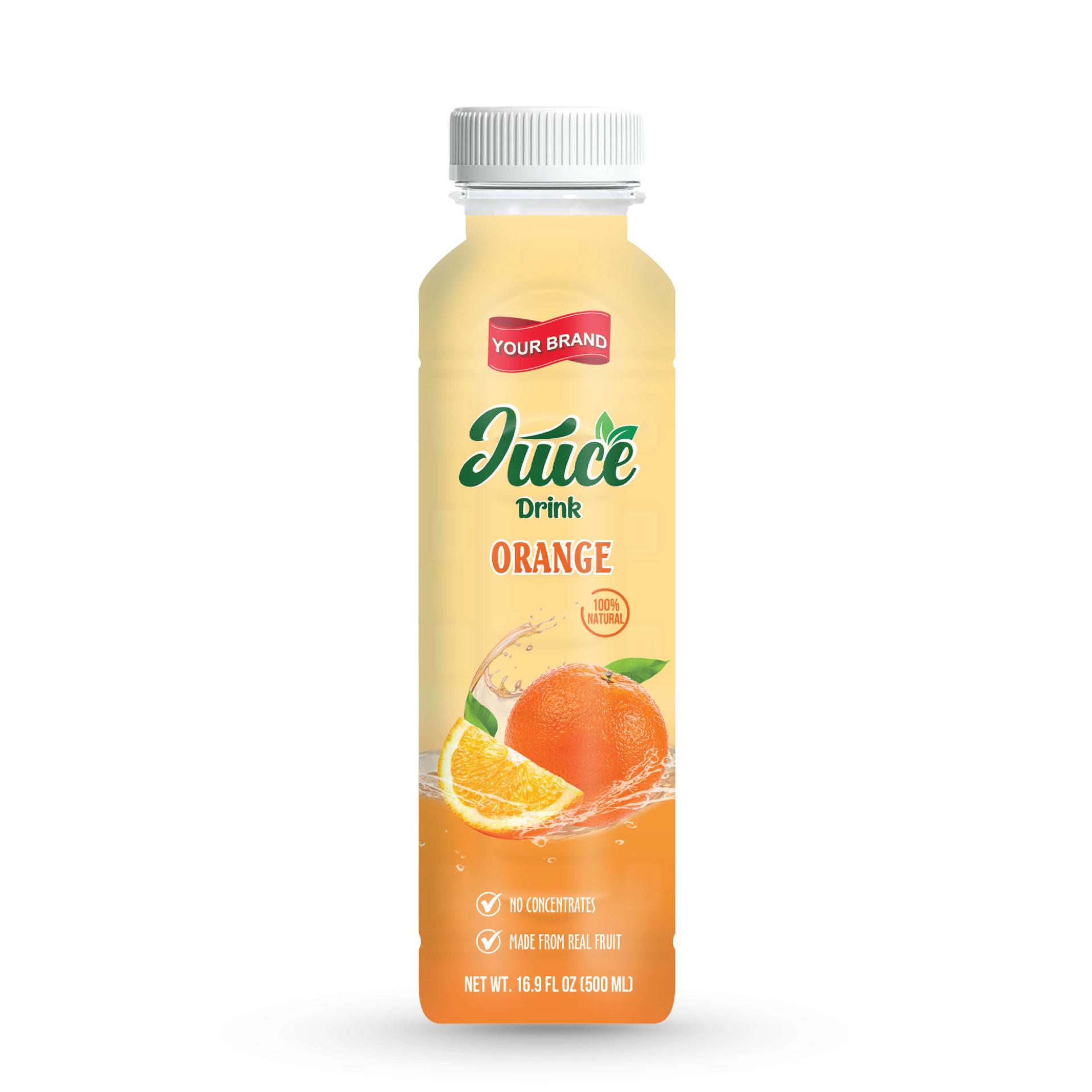 Orange Juice Drink 500ml PET Bottle 38 Private Label Co-packing Manufacturer