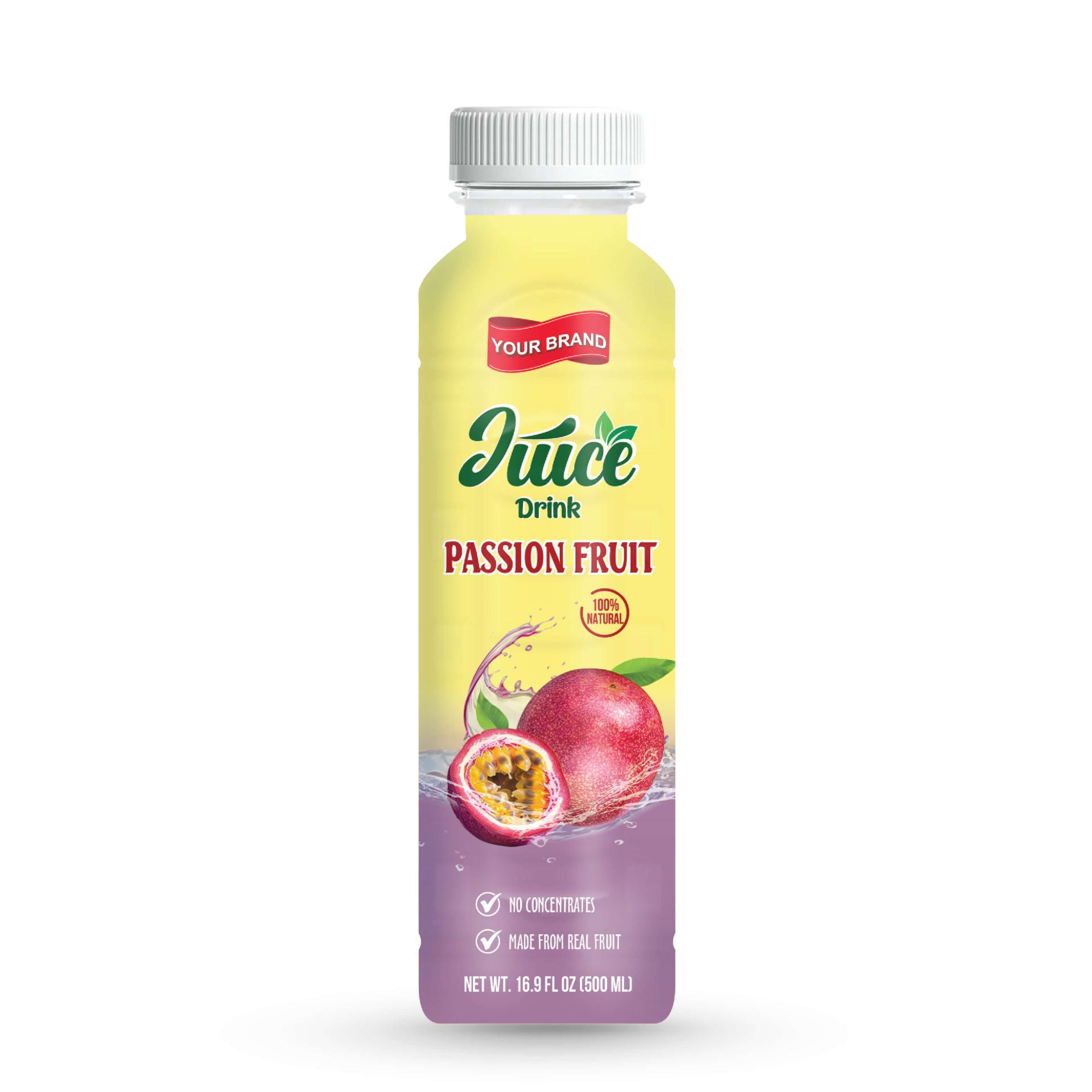 Passion Fruit Juice Drink 500ml PET Bottle 38 Private Label Co-packing Manufacturer