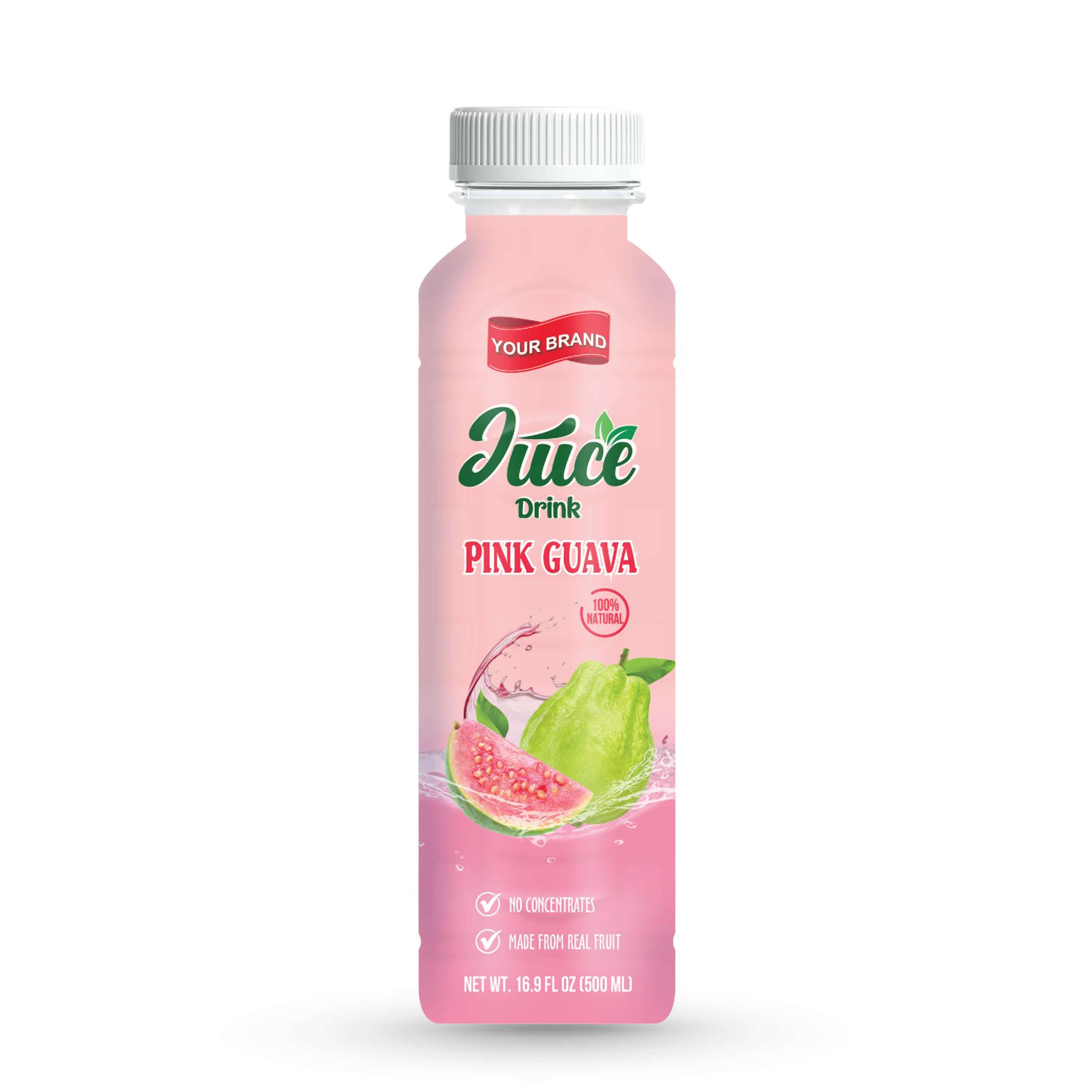 Pink Guava Juice Drink 500ml PET Bottle 38 Private Label Co-packing Manufacturer