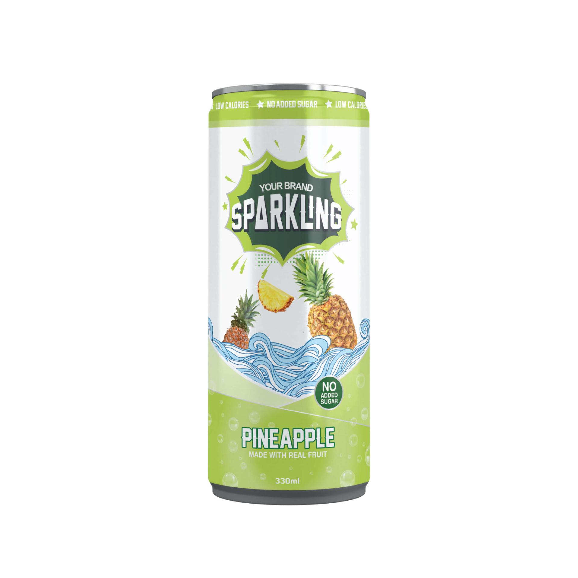 Pineapple Sparkling Fruit Drink 330ml Sleek Can Private Label