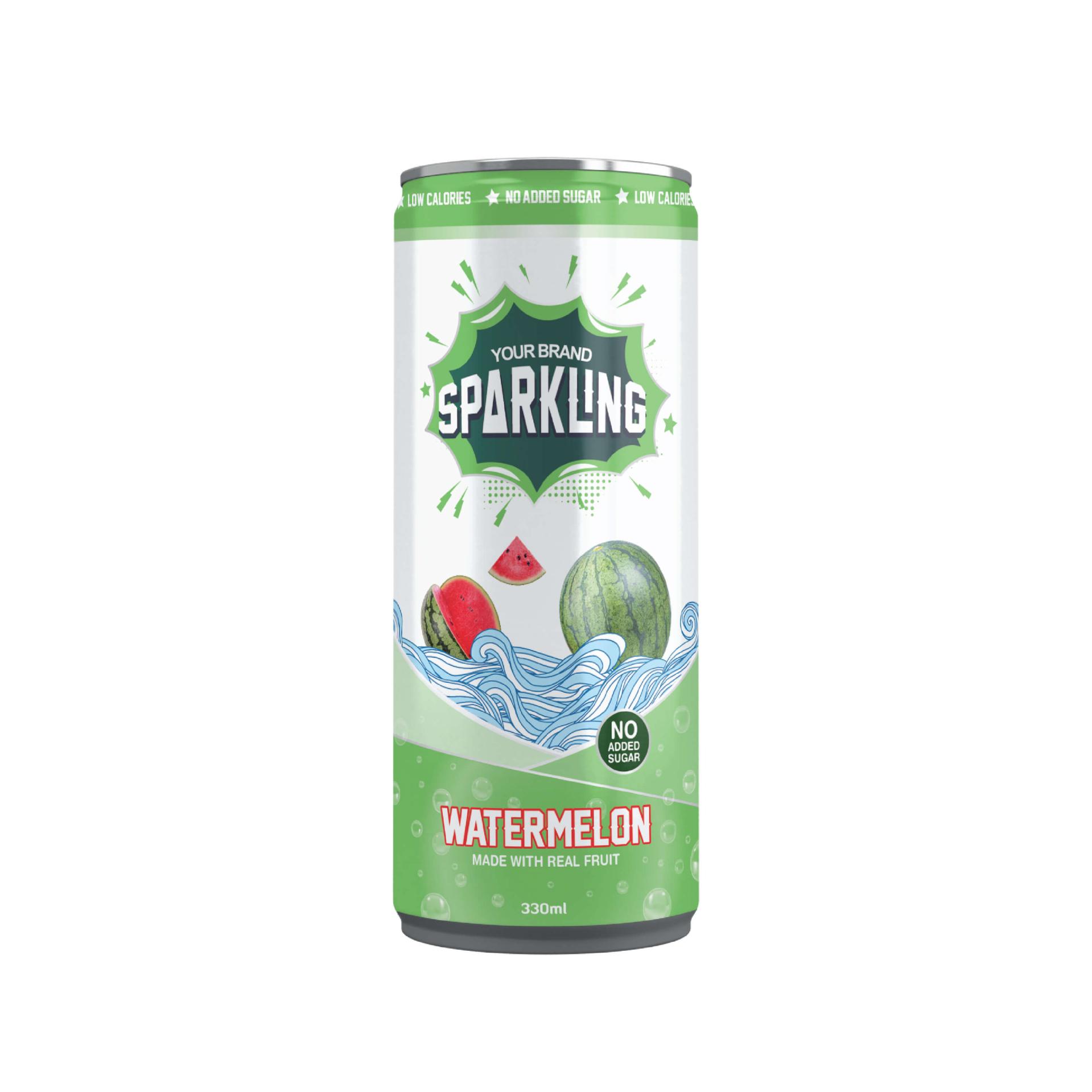 Watermelon Sparkling Fruit Drink 330ml Sleek Can Private Label