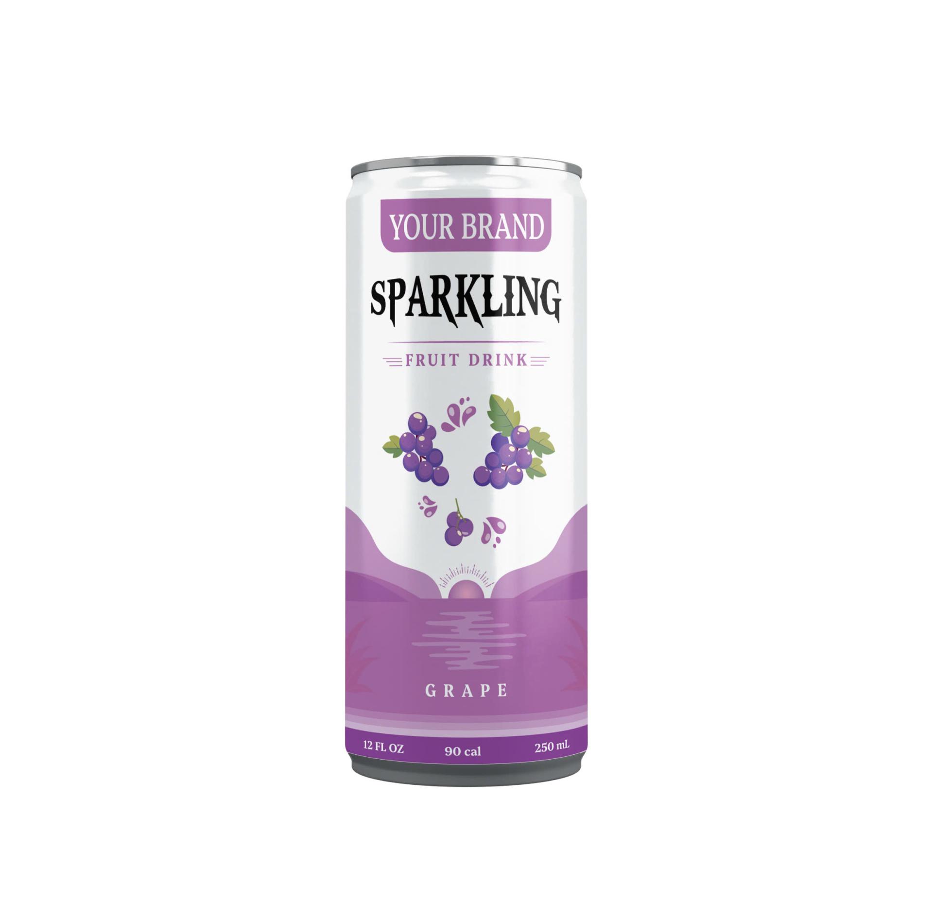 Sparkling Fruit Drink 250ml Can Private Label Grapes
