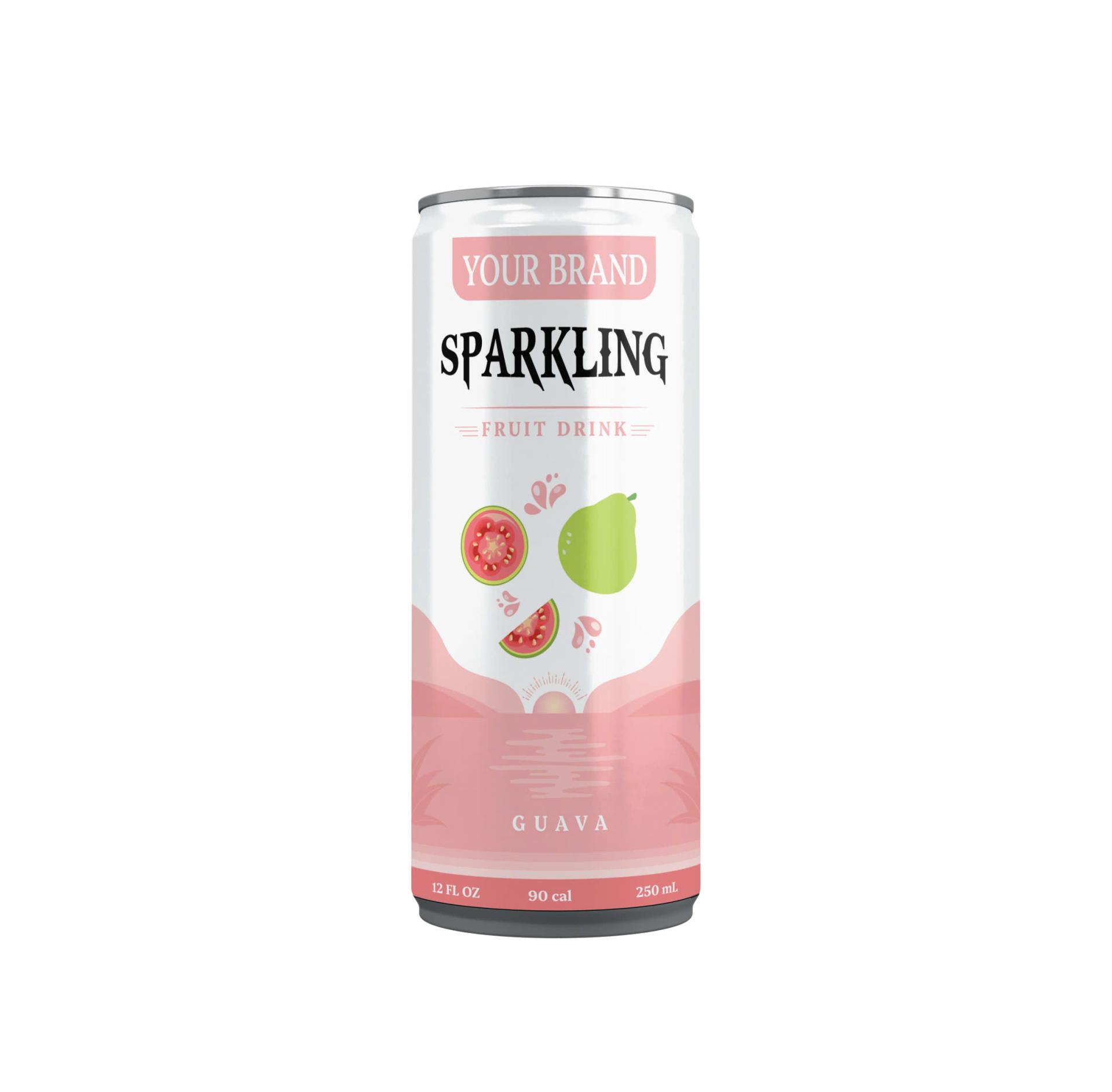 Sparkling Fruit Drink 250ml Can Private Label Guava Flavor