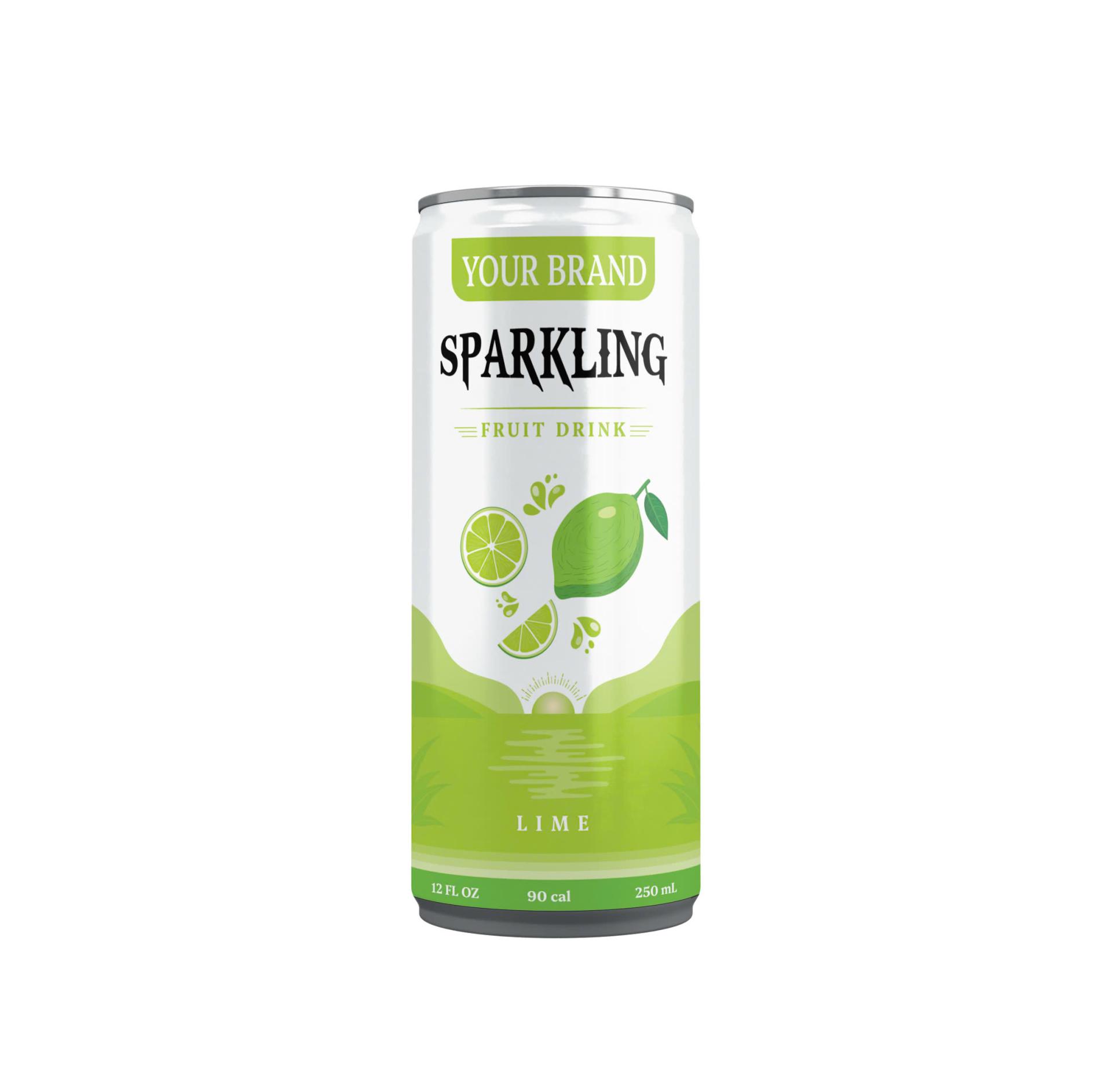 Sparkling Fruit Drink 250ml Can Private Label Lime Flavor