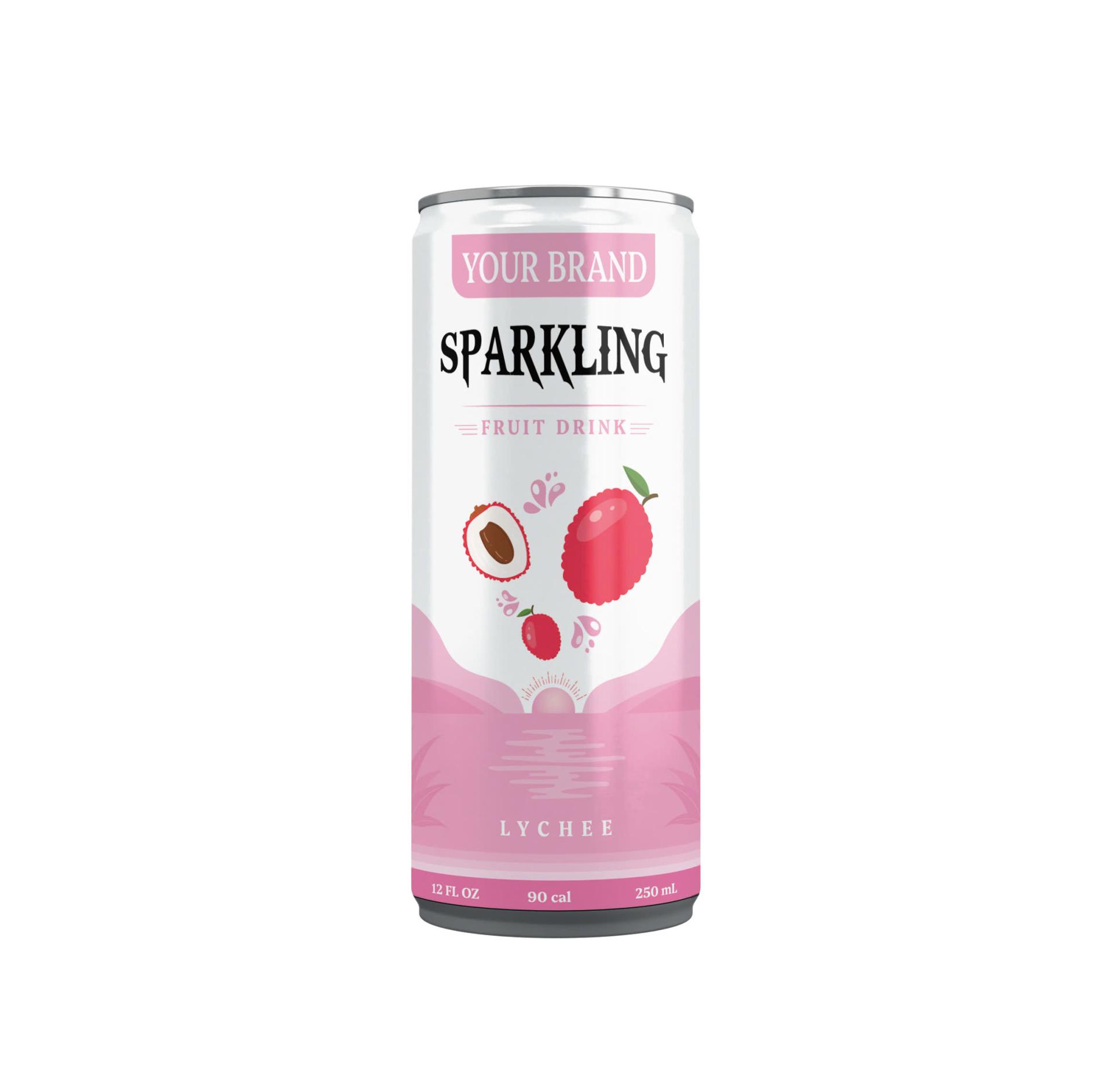 Sparkling Fruit Drink 250ml Can Private Label Lychee Flavor