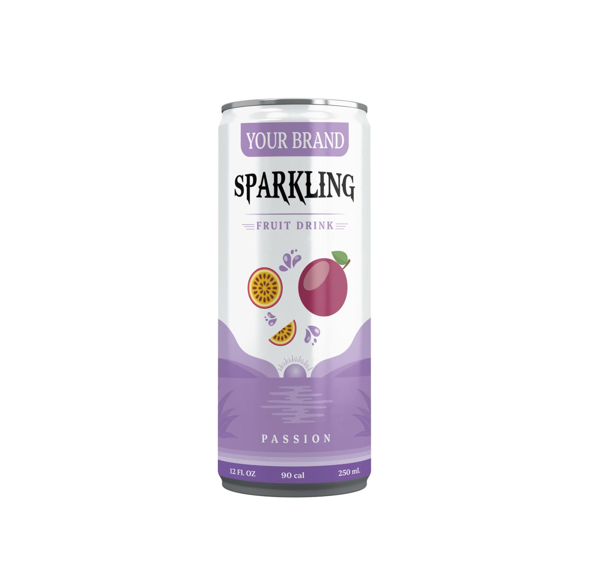 Sparkling Fruit Drink 250ml Can Private Label Passion Fruit Flavor