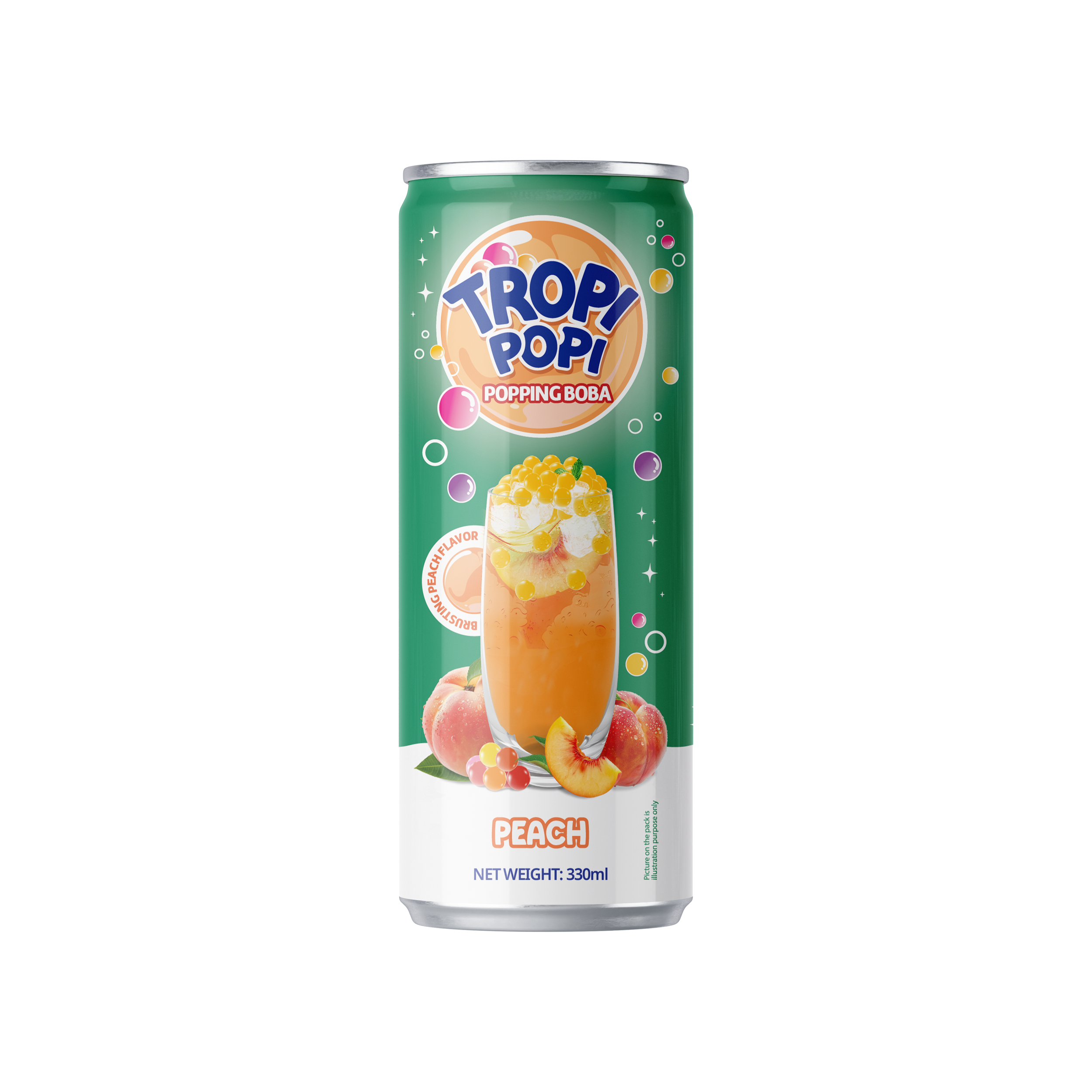 Tropi Popi Popping Boba Juice Drink Peach Flavor