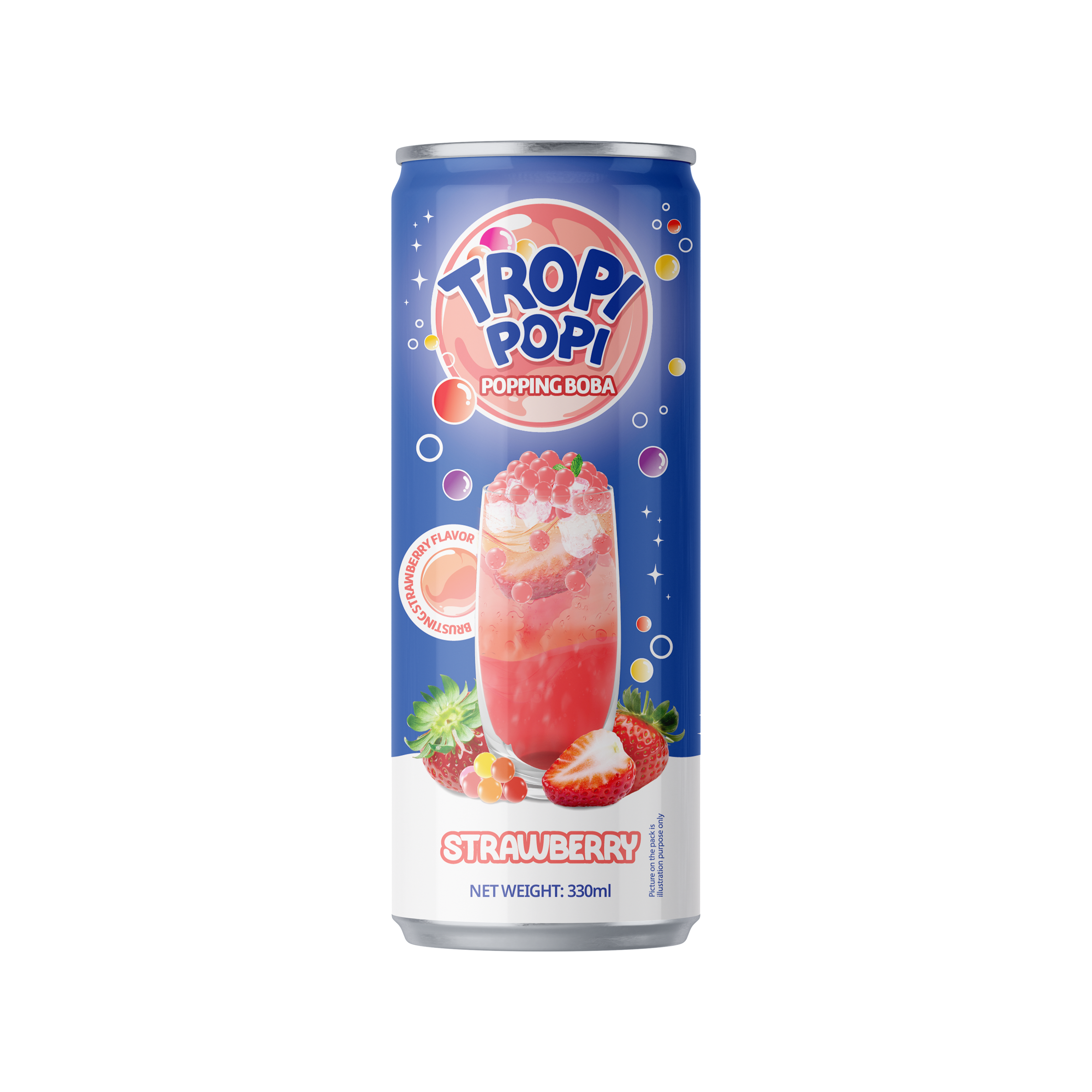 Tropi Popi Popping Boba Juice Drink Strawberry Flavor