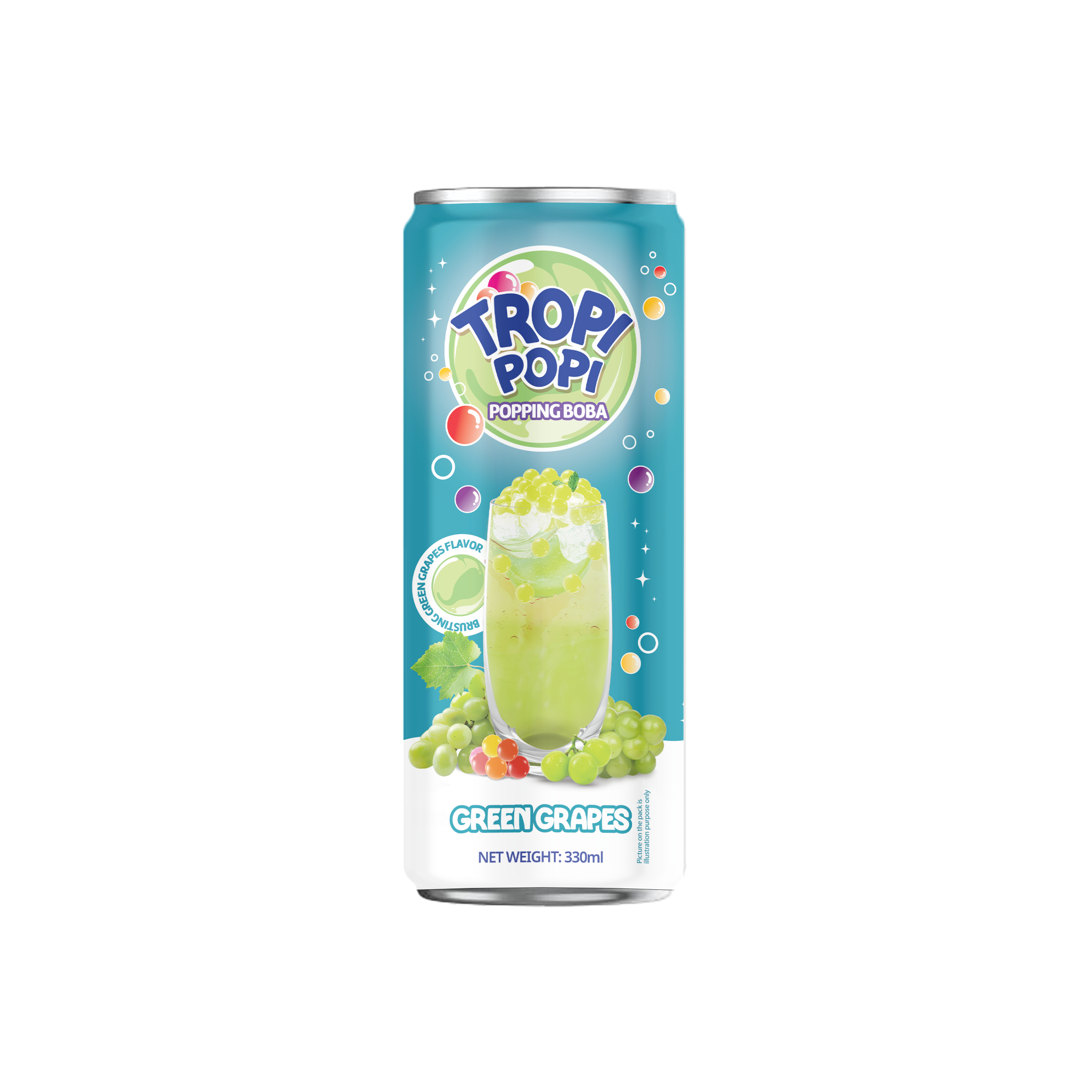 Tropi Popi Popping Boba Juice Drink Green Grapes Flavor