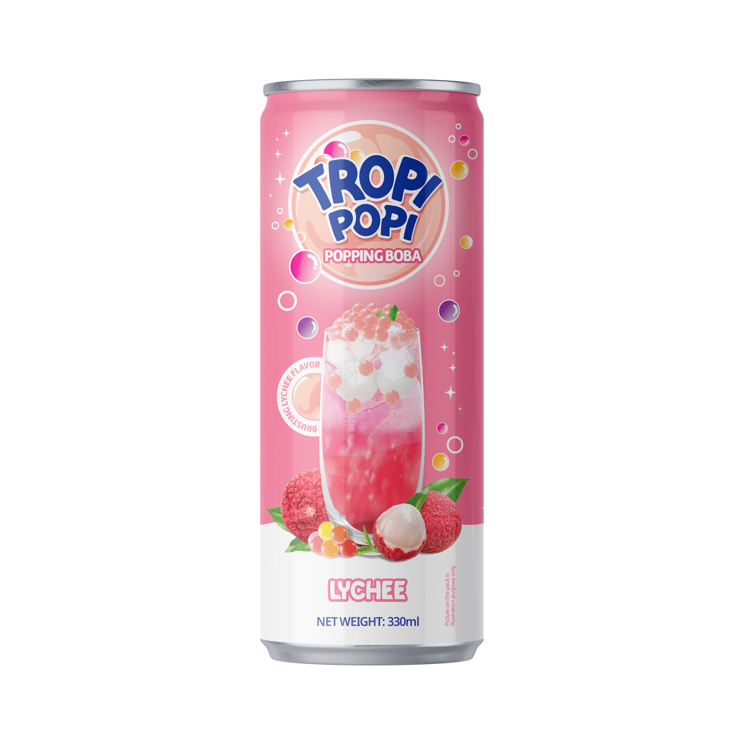 Tropi Popi Popping Boba Juice Drink Lychee Flavor