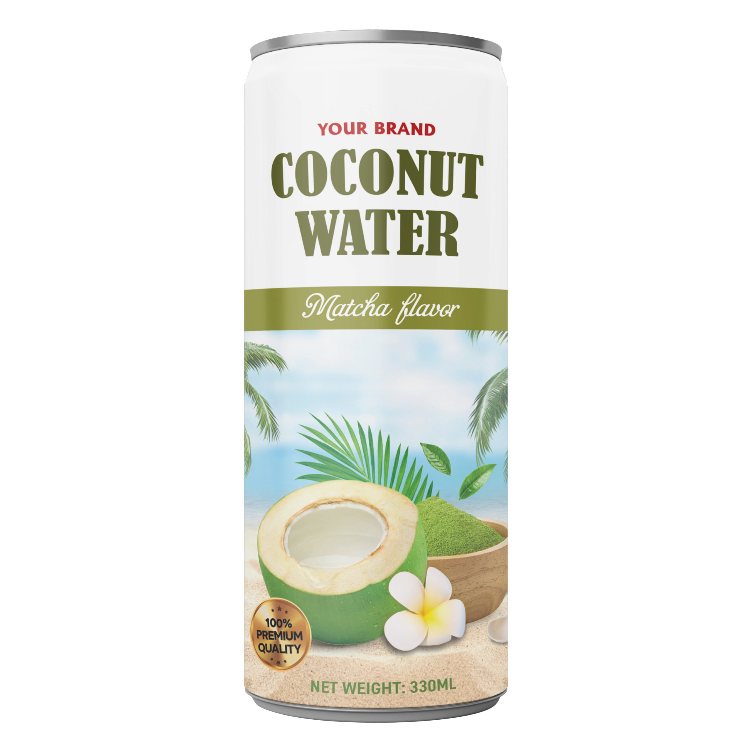 Coconut Water Matcha 330ml Sleek Can Private Label