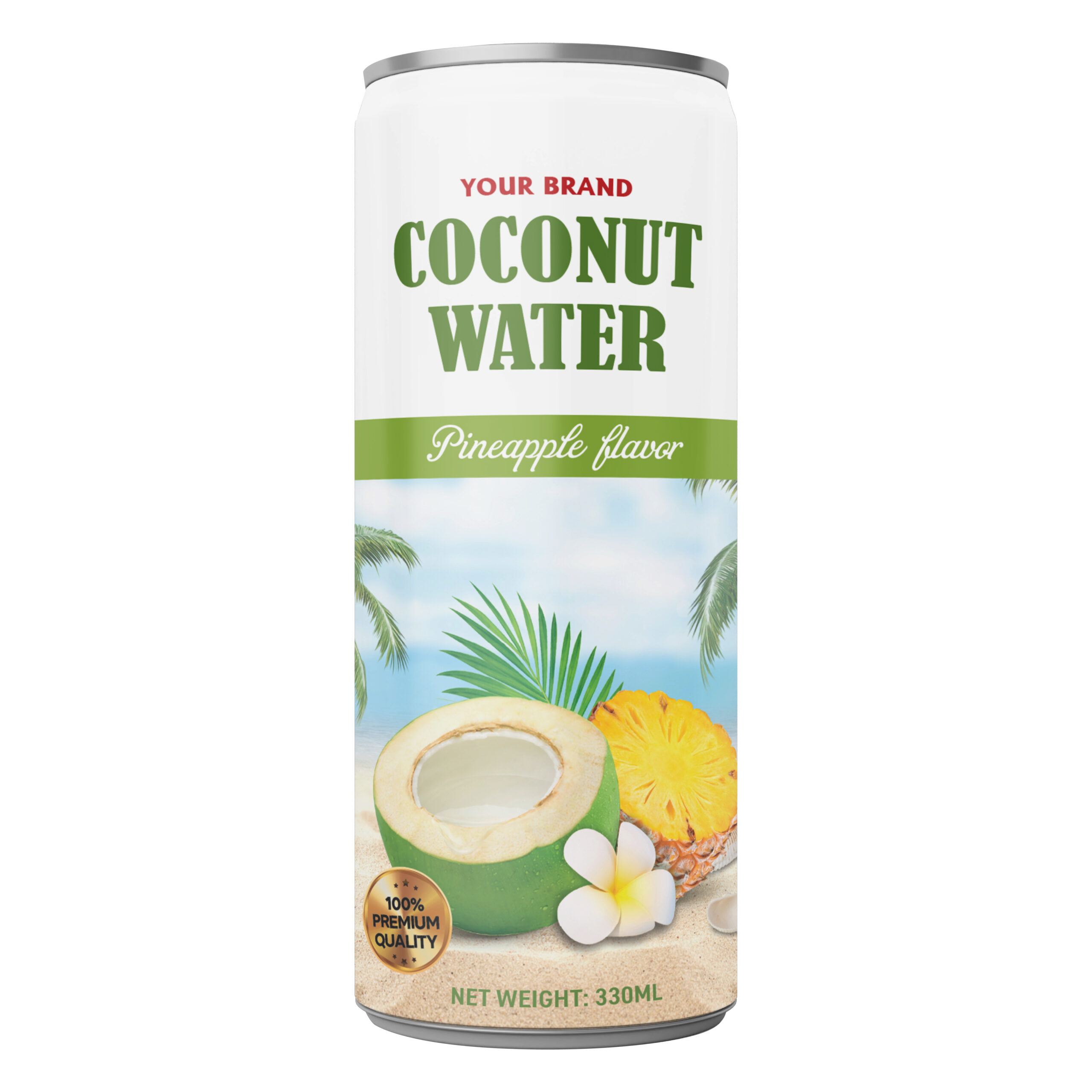 Coconut Water Pineapple 330ml Sleek Can Private Label